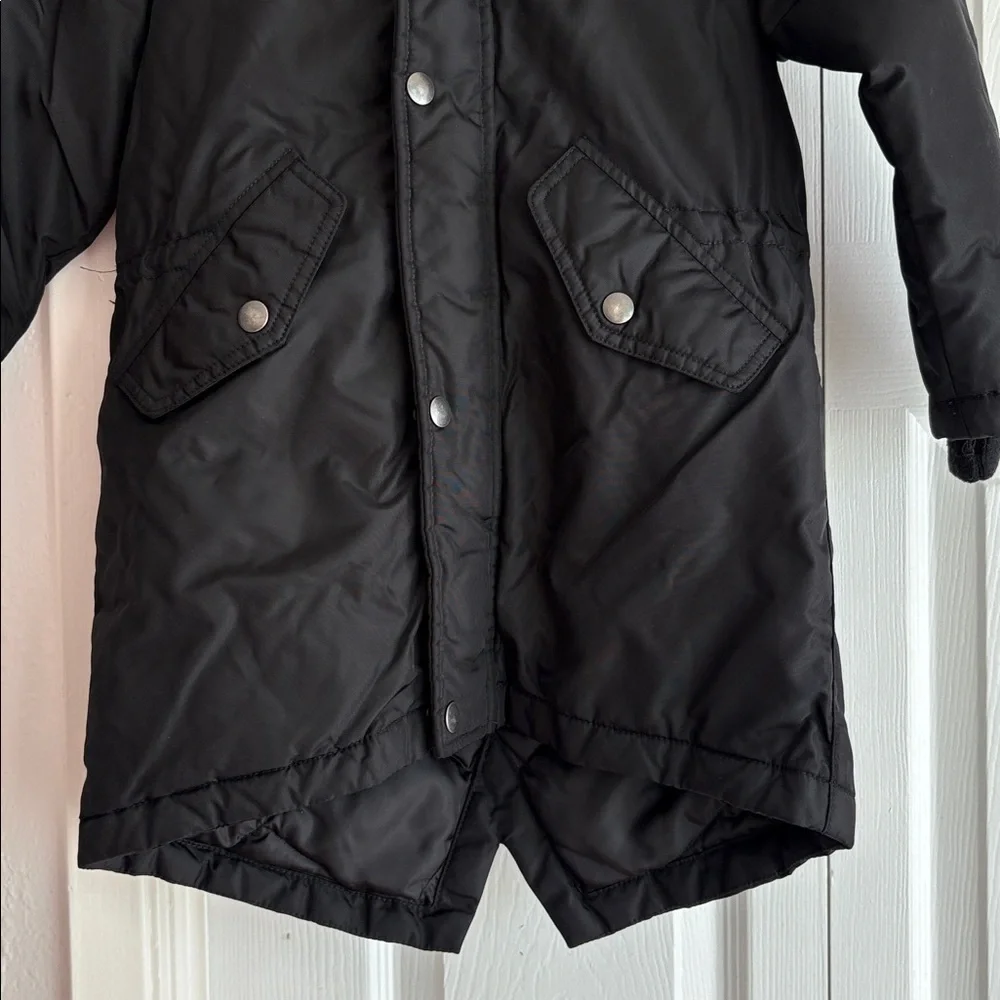 Crewcuts 4-5 Black Primaloft Puffer Parka Coat Jacket Fur Hood